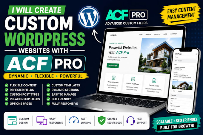 develop custom wordpress website using acf