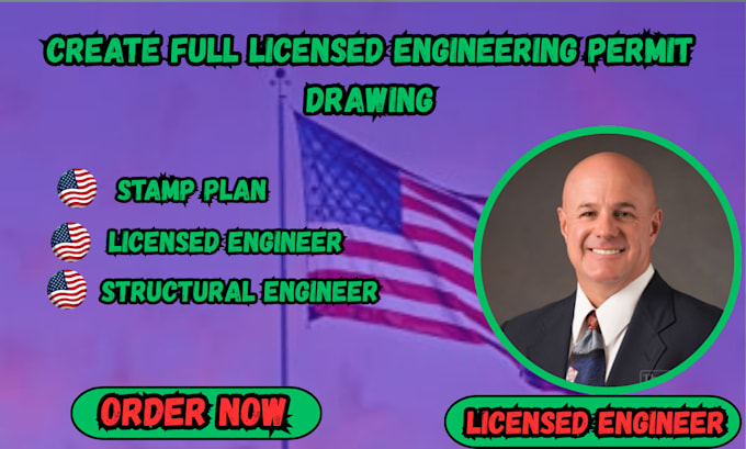 caliornia licensed engineer, full engineering permit plan stamp