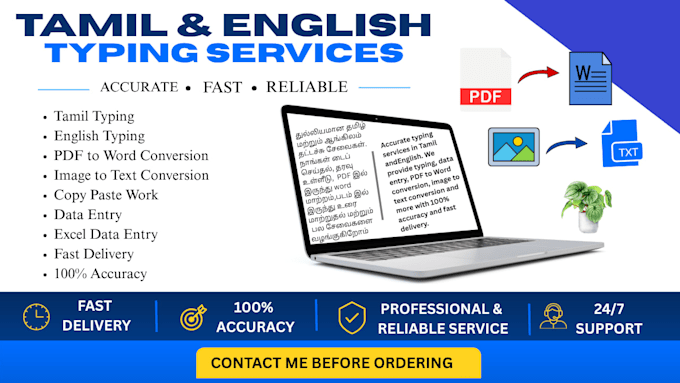 do tamil and english typing, PDF conversion and data entry
