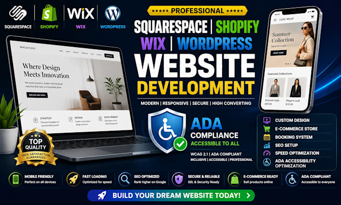 squarespace shopify website ada compliance wix wordpress website development