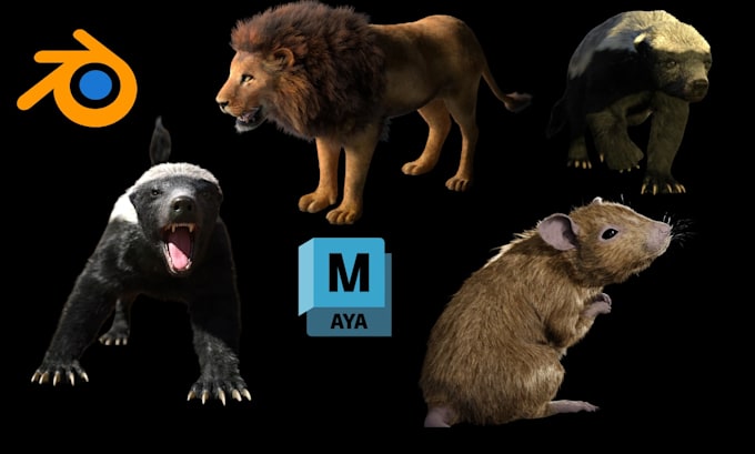 create 3d animal model for games, animation or rendering