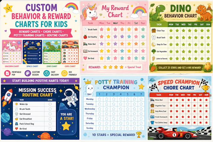 create custom behavior, reward  and routine charts for kids