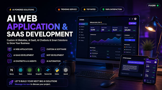 create ai web app, ai saas, custom ai software, ai chatbot ai software developer