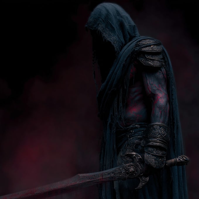 create dark art, metal, gothic illustration