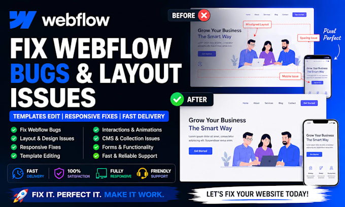 fix webflow website bugs webflow website layout issues webflow templates edit
