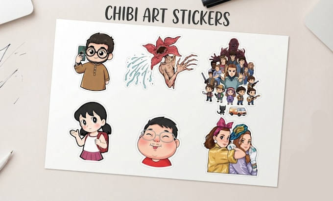design chibi art style stickers