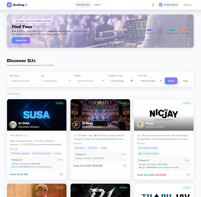 build a professional dj booking and event management platform