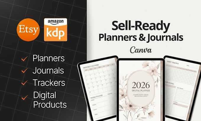 design editable canva planners, journals and workbooks
