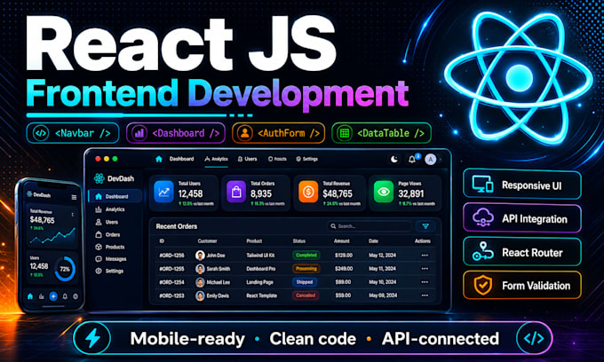 build a responsive react js frontend and connect it to your backend API