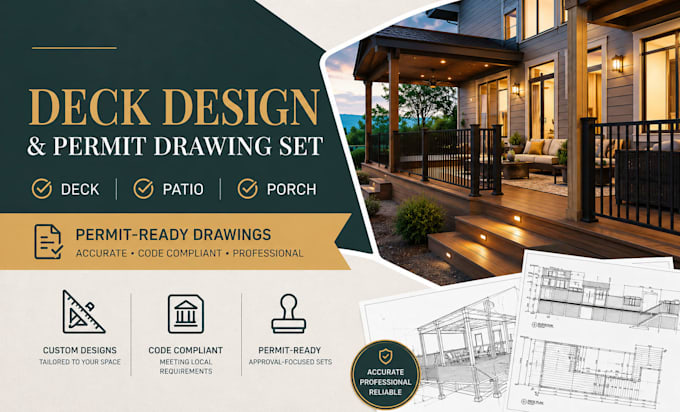 do deck design, deck, patio, porch permit drawing sets for city approval
