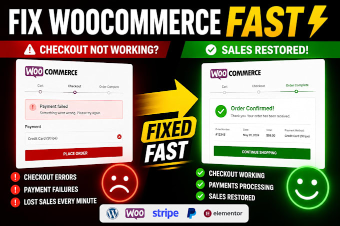 fix woocommerce checkout, cart and payment issues