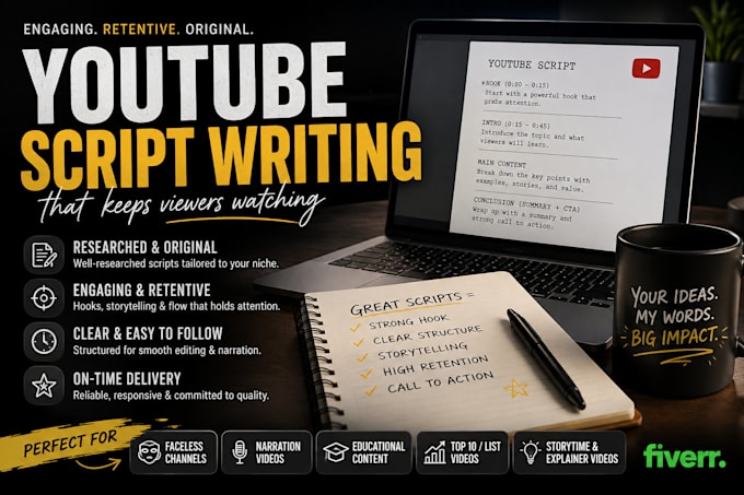 write engaging youtube scripts for faceless channels