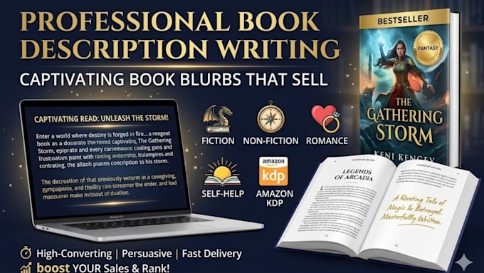 write a compelling book description and blurb that sells, author bio