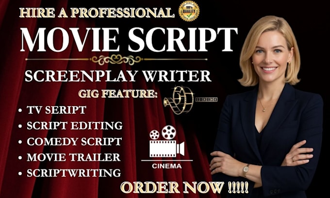 write screenplay, screenwriting, movie script, film script, TV series screenplay