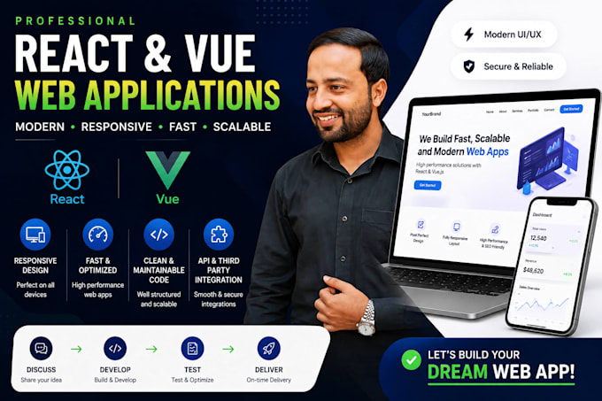 develop responsive react and vue web applications