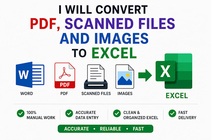 convert PDF, word and scanned files to excel