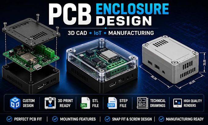 design professional pcb enclosures, product housing, and 3d cad models
