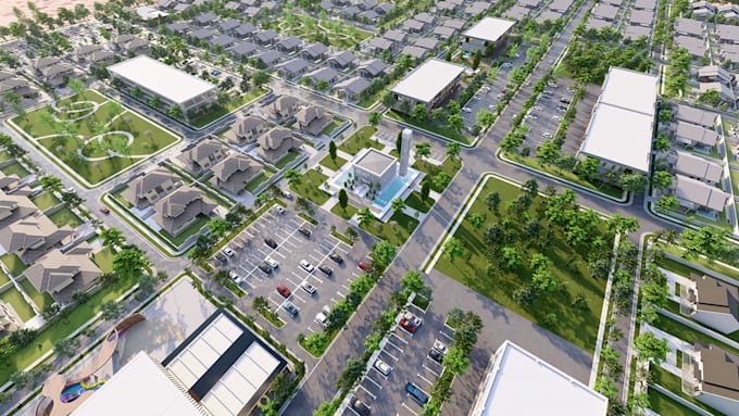 render proposed masterplan drawing, housing community design, proposal site plan