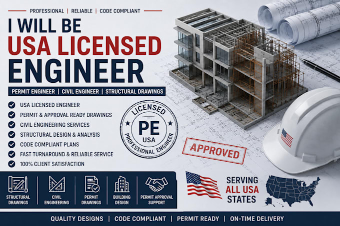 be USA licensed engineer, permit engineer, civil engineer, structural drawings