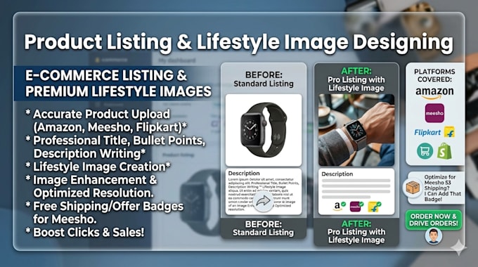 provide professional ecommerce product image and do listings