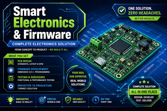 design rf pcb, iot embedded systems and firmware for smart wireless devices
