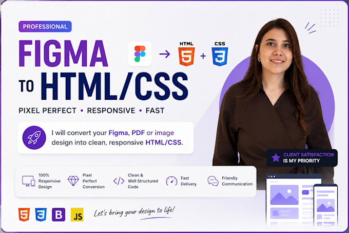 convert figma, PDF or image to responsive HTML CSS website