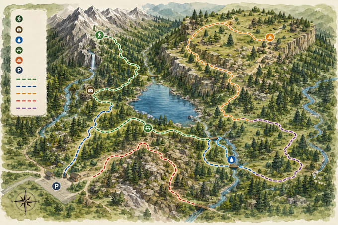 do campground map, rv park map, trail map fantasy map and outdoor recreation map
