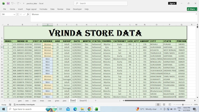 analyse and cleaning excel data