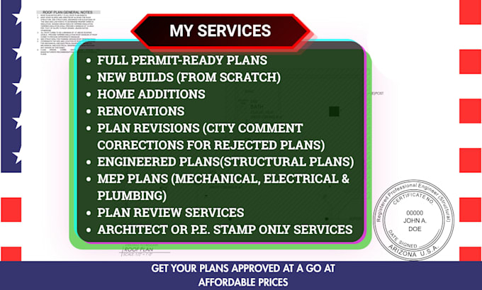 draw pe stamp architectural stamp, permit drawing, structural engineer, mep
