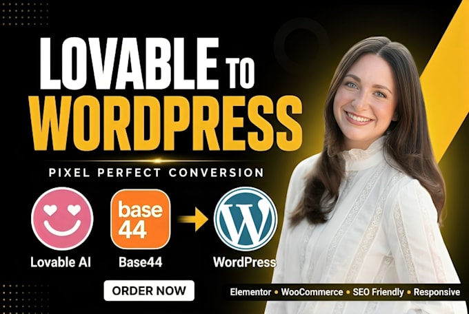 convert lovabe to wordpress wix or base44 website to wordpress elementor