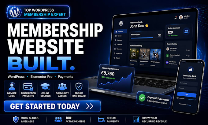 build and customize ultimate member membership website with wordpress elementor