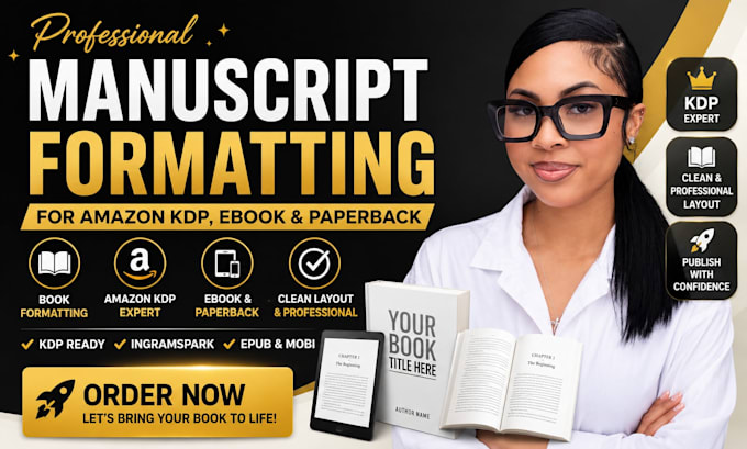 manuscript formatting for amazon KDP, ebook, paperback book layout