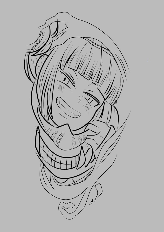 design clean anime lineart, tattoo flash and vector