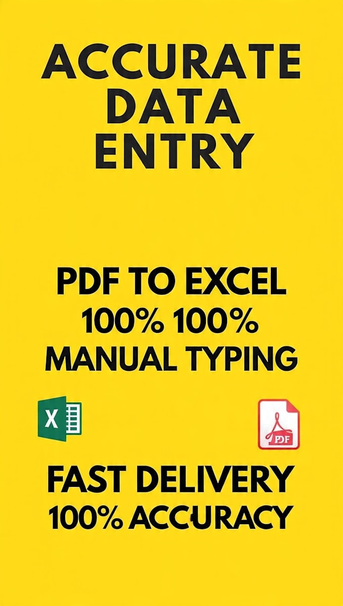 convert PDF to excel, jpg to excel and accurate data entry
