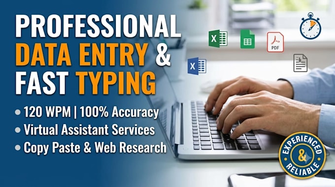 be your expert data entry operator and professional typist