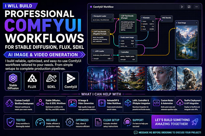 build custom comfyui workflows for stable diffusion flux and sdxl