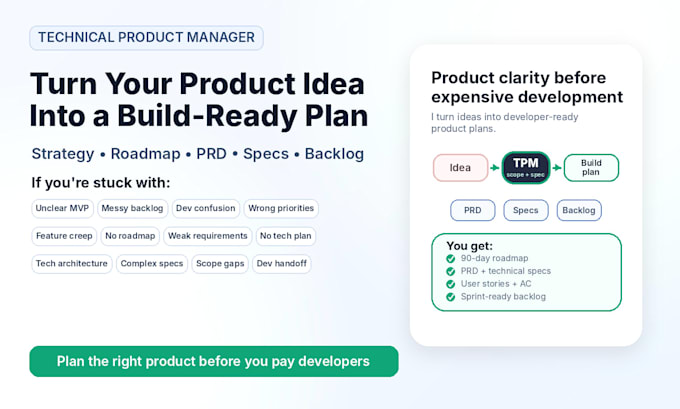 be your technical product manager and product strategist