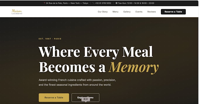build a professional restaurant or cafe website with menu