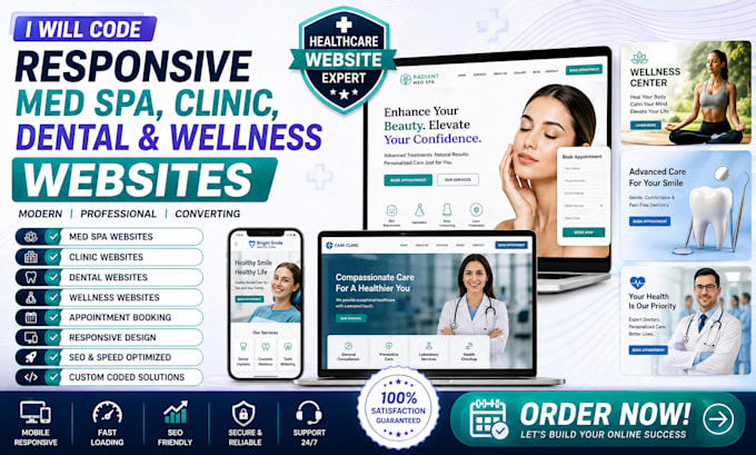 code responsive med spa, clinic, dental, and wellness website