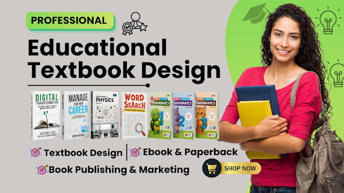 design educational workbook, textbook, curriculum plan and kdp book cover