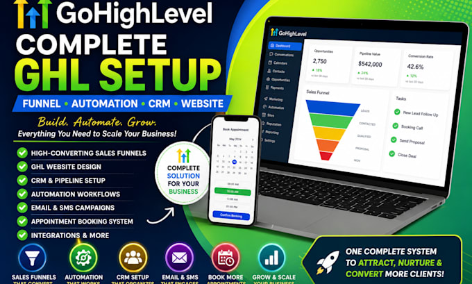 do gohighlevel funnel, automation and crm setup ghl website, ghl sales funnel