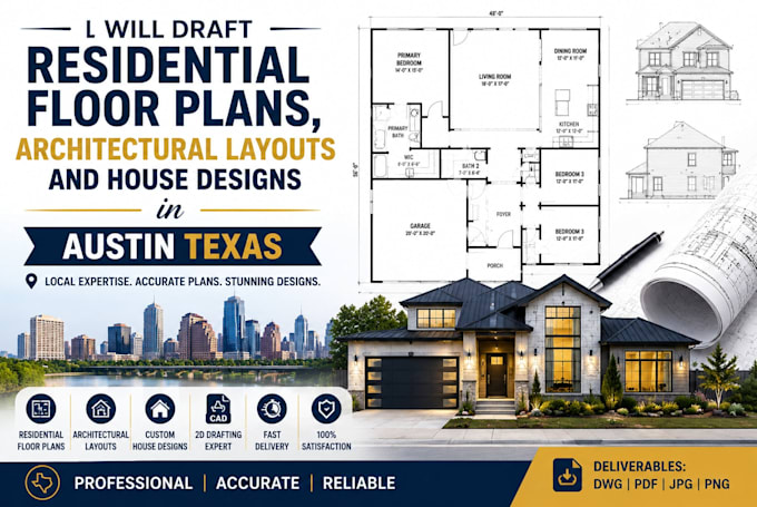 Draft residential floor plans, architectural layouts and house designs ...