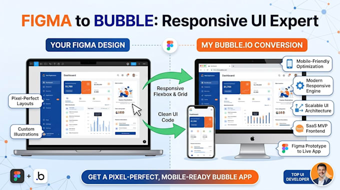 convert figma to bubble io responsive engine bubble web app saas ui design