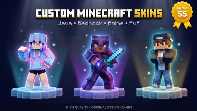 create custom minecraft skin for java bedrock pvp smp