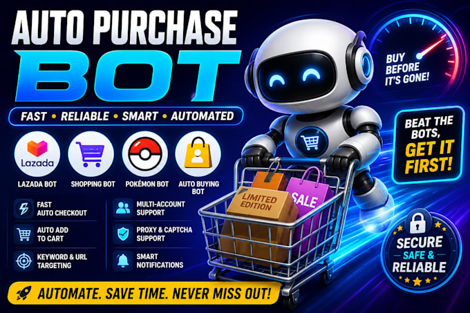 autopurchase bot ,checkout bot ,auto buying bot, shopping bot ,pokémon bot