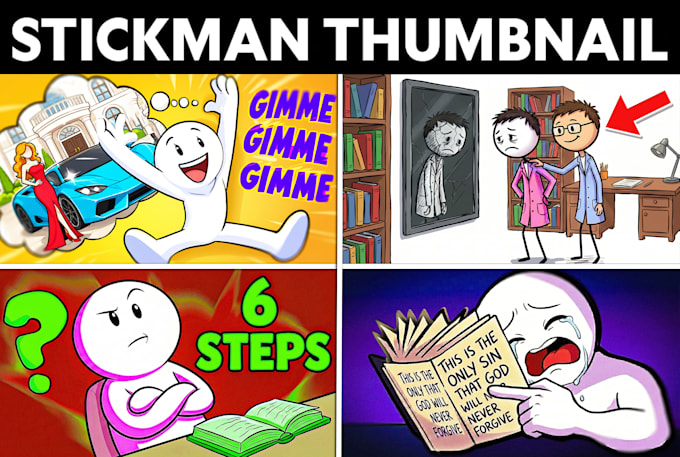 make stick figure and stickman style youtube thumbnail