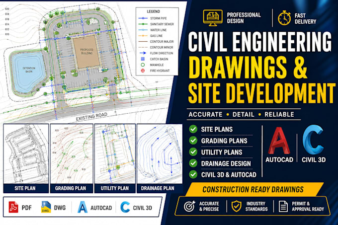 provide civil engineering drawings and site development plans