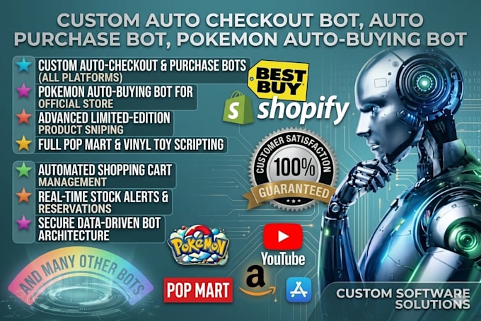 build a professional auto purchase bot auto checkout bot pokémon bot, amazon bot