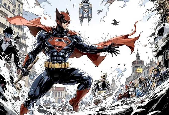 create digital superhero comic illustration
