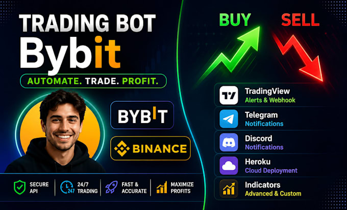 create custom python trading bot for binance, bybit, tradingview automation